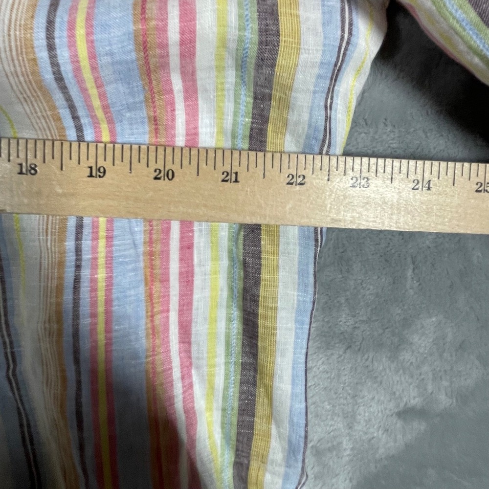 Guglielminotti Milano Mens 100% Linen Multi Color Striped Shirt Made in Italy 44 - Picture 9 of 10